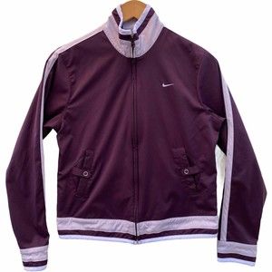 Nike Womens Sport Jacket Size M Cropped Purple Lightweight Full Zip Activewear